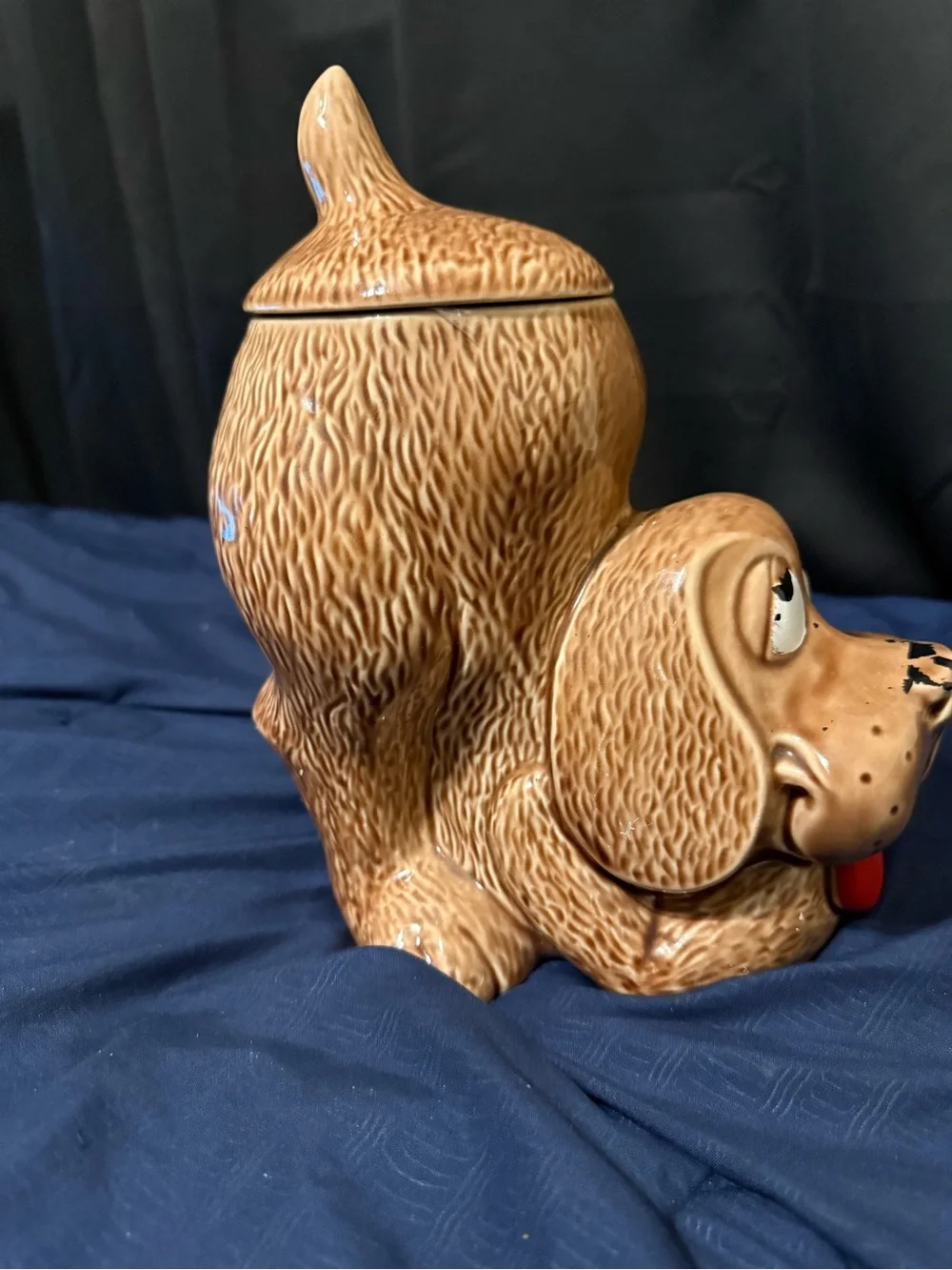 Vintage McCoy Pottery Thinking Dog Puppy Cookie Jar, #0272